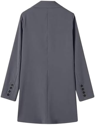 Blazer jas dames lang - lange mouwen blazer dames elegant, dames open voorkant gebreid lange cardigan jassen mantel blazer met zakken pak open voorkant mantel 1 knopen lente jas lichte outwear, zwart