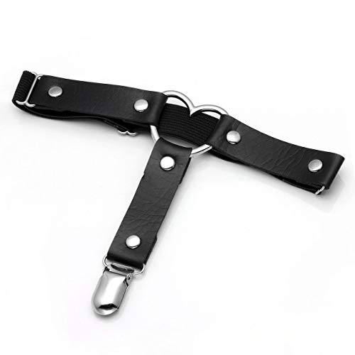 Manfnee 2PCS Leather Garter Belt for Women Gothic Punk Harness Black