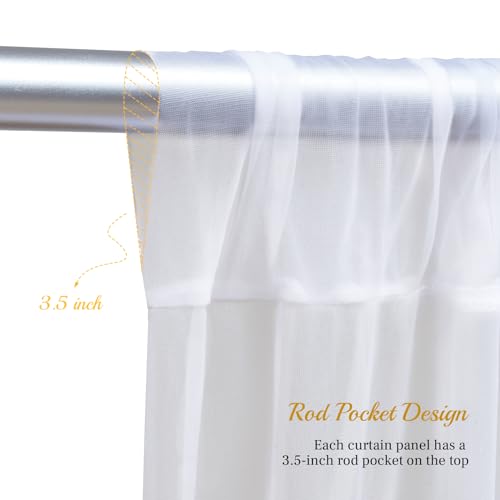 10x10ft White Tulle Backdrop Curtain with Lights String for Parites, Sheer Curtain Backdrop Drapes for Wedding Baby Shower Bridal Shower Birthday Party Photography Background Decoration