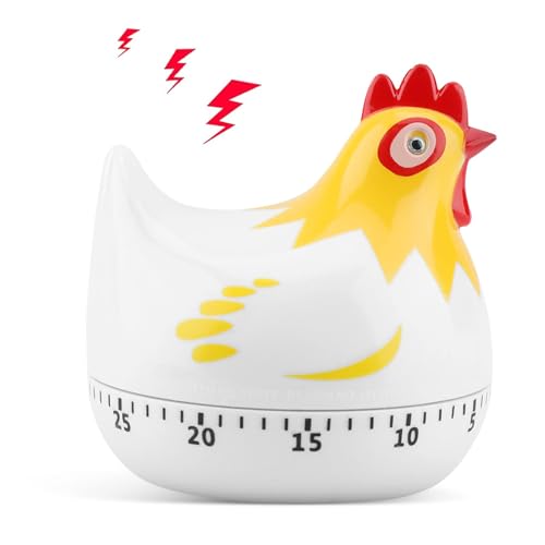 60 Minute Chicken Shaped Timer,Mechanical Kitchen Timer Cute Cartoon Chicken Kitchen Countdowntimer with Loud Alarm Wind Up Cookingtimer 2.55×2.55inch Mechanical Rotating Reminder Baking Cooking