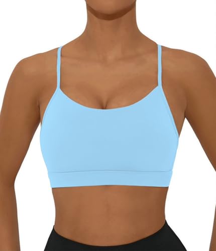 Image of Comper Y Back Sports Bra for Women Low Impact Racerback Workout Bras Sexy Thin Straps Yoga Bras with Removable Pads