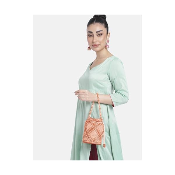 Peora Rose Gold Potli Bag for Women Handmade Evening Wristlet Handbag Stylish Bridal Purse Fashion Bag for Girls (P13C) - Image 5