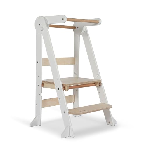 My Duckling 718387240567 Mila Deluxe Folding Adjustable Kitchen Tower Kitchen Helper Foldable- White/Natural thumb #3