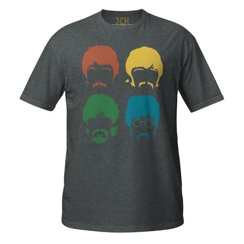 T-shirt Beatles JCH unisexe en coton chiné foncé taille L pour fan de rock