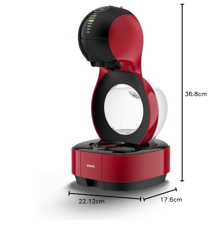 Krups Lumio Roja KP1305- Cafetera de cápsulas Dolce Gusto Nestlé automática 1600 W de 15 bares de presión, depósito de 1 L para bebidas calientes y frías, color blanco