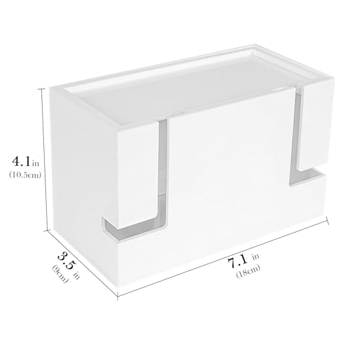 Linkidea Bathroom Cable Organizer Box, Compatible with Electric Toothbrush and Razor, Charger & Power Strip Storage Solution, Keep Countertop Clean (White/Power Strip Not Included)
