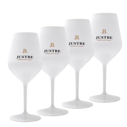 just be Trinkkelch aus bruchsicherem Acrylglas | Sekt-Gläser Premium Weiß | 4 Stück