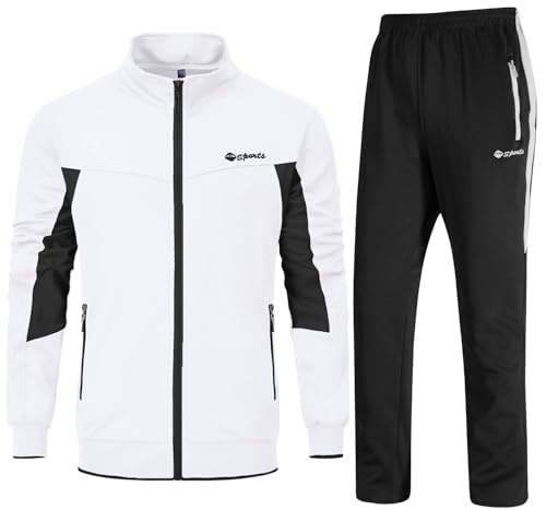 Image of Rdruko Men's Athletic Casual Tracksuit 2 Piece Full Zip Jacket Sweatsuit Outfit Jogger Fleece Set