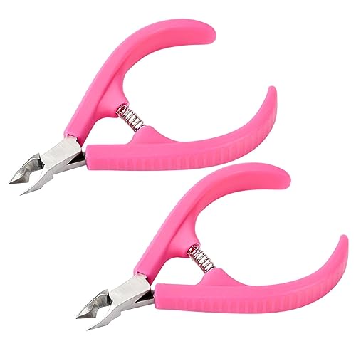 CALLARON 2pcs Manicure Clamp Cuticle Remover Tool Nail Art Tools Plastic Handle for Salons Home
