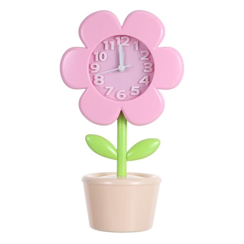ibasenice Despertador Pequeño con Diseño de Flor Adorable para Dormitorio y Escritorio, Movimiento Silencioso y Portátil, Reloj de Mesa de Noche para Estudiantes