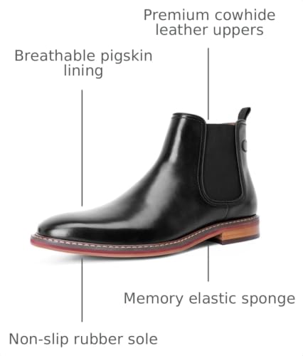 Image of DESAI Men's Chelsea Boots, Handmade Genuine Leather Dress Shoes, Slip On Formal Footwear Booties