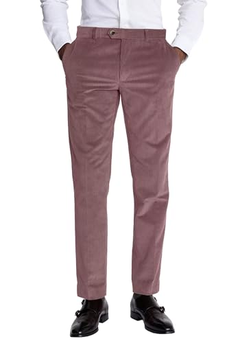 Men's Dress Pants Slim Fit Corduroy Suit Pant for Men Classic Fit Flat Front Suit Trousers Casual Suit Slacks