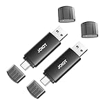 JOIOT USB Flash Drive 64GB 2 Pack Dual-Interface USB-A and Type-C 3.0 Memory Stick USB C Stick Thumb Drive for Smartphone Tablet Computer Mac iPhone 15, Black