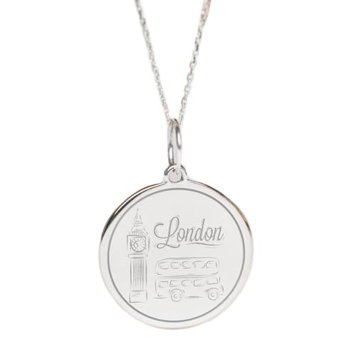 Collier pendentif pièce Londres en argent sterling 925 gravé LKBEADS