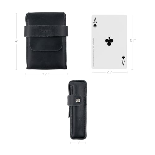 Image of Hide & Drink, Classic Case for Playing Cards (Not Included) Secure Storage, Playing Deck Holder, Travel Accessory, Full Grain Leather, Handmade, Charcoal Black