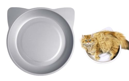 Gtzbcivねこ鍋 猫鍋クール アルミキャットボウル 猫 アルミベッド 猫用 ひんやりクール クール ベッド 夏用 猫 冷却 アイスベッド 猫顔型 小型犬 (シルバーグレー,フラットスタイルL)