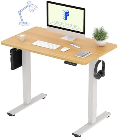 （00:30時点） FLEXISPOT 電動式スタンディングデスク(幅100×奥行60,メモリー機能付き) 昇降デスク 高さ調節デスク パソコンデスク 人間工学 ゲーミングデスク EF1 セット (足（白）＋天板（メイプル）, 100*60)