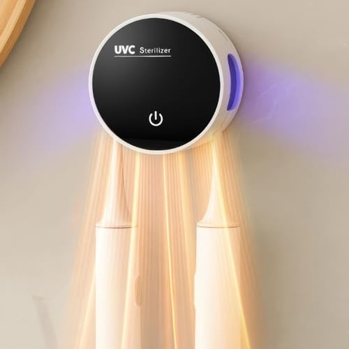 UV Toothbrush Sterilizer - Rechargeable Wall Mounted Toothbrush Holder for Bathroom Cleaning and Air Drying Travel Toothbrush Cleaner Case & Toothbrush Covers for Home & RV