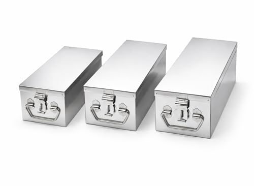 Image of JOWEL Stainless Steel Locker Safe Box /Jewel /Cash Peti /Storage Container Set (8 inch, 10 inch, 12 inch, Pack of 3, Color-coated) (Polished Steel)