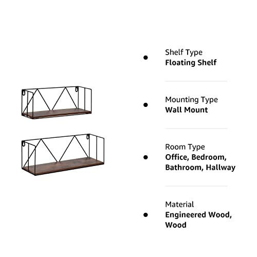 Amazon Brand – Pinzon 2 Pack Rustic Wooden Floating Shelves, Wall Mount Storage Shelf For Bathroom Bedroom Office Kitchen (Set Of 2) #TOP7