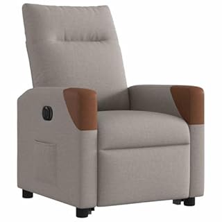 Mandloder Fauteuil de relaxation électrique avec aide au relèvement, en tissu taupe, inclinaison à 135°, rembourrage confortable, poche latérale, cadre solide, pour salon et personnes âgées, charge