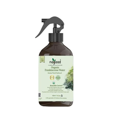 Organic Frankincense Boswellia Carterii Floral Water Mist – 100% Organic USDA Certified Aroma Floral Hydrosol for Skin Relaxation, Toning, Aromatherapy, Hydration, Anti-Ageing – 480 ml