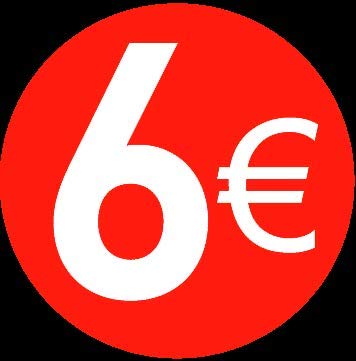 Euro Price Stickers - 13mm, 6 Euro, 5000
