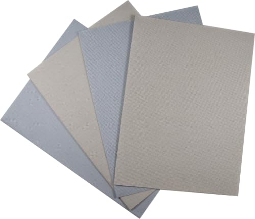 Image of KCS 4 /6 pc of 12 inch x 18 inch 18 Count Cotton Aida Cloth Cross Stitch Fabric (4 pc, Pearl Grey+Light Grey)