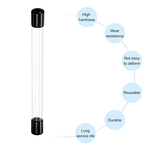 Image of PATIKIL Clear Rigid Tube Round Plastic Tubing with Black Rubber Caps Polycarbonate Water Pipe, 305mm / 12 Inch Length, 15mmx16mm /0.6 inchx0.63 inch, 1 Set