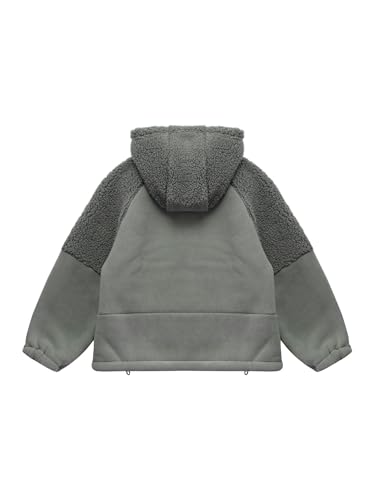 Kids Boys Athletic Hooded Jacket Long Sleeve Drawstring Hem Casual Thick Fleece Full Zip Sweatshirt Tops4