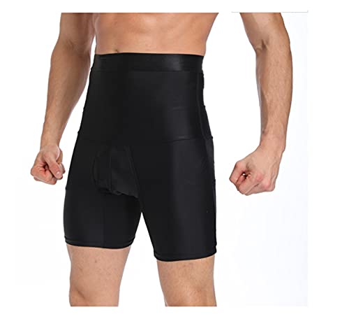XMXM Men's High Waisted Shapewear Compression Tummy Control Shorts Boxer Briefs Body Shaper Long Leg Underwear (Color : Black, Size : Small)