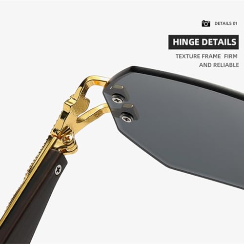 Small Frame Hexagon Rimless Sunglasses for Men Retro Luxury Uv4003