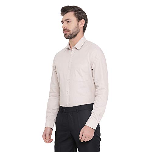 Image of Turtle Men 100% Cotton Slim Fit Yellow Solid Formal Shirt