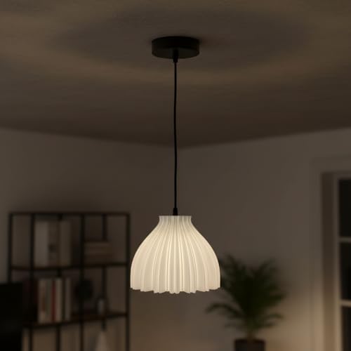 Image of Pendant Lamp 3D Printed for Home Decoration | Hanging Ceiling Light for Bedroom, Living Room, Dining Space | Stylish Modern Lamp for Ambient Lighting and Interior Design (Flora)