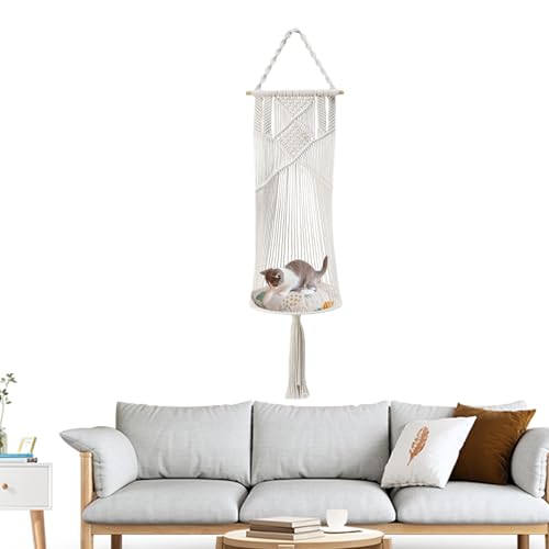 Hamaca de gatos Ceprznvey cama boho de cuerda de algodón tejida a mano 6