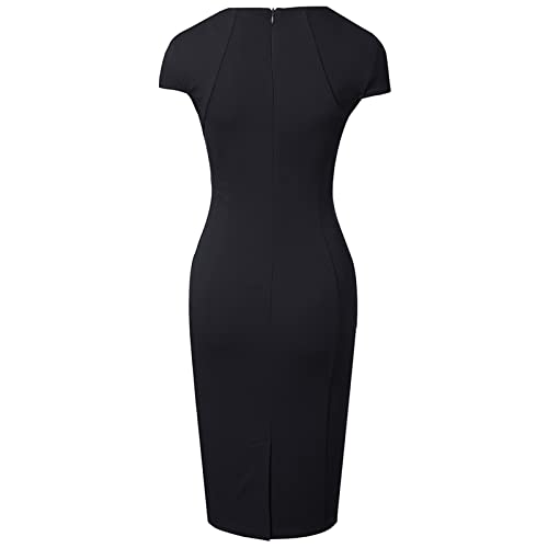 Work Pencil Dress for Women Wedding Guest Business Office Dresses Solid Color Cap Sleeve Formal Cocktail Party Dress 7