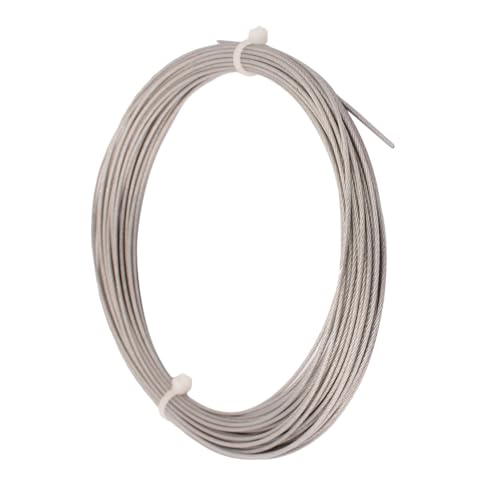 QUARKZMAN 10M Cavo in Acciaio Rivestito Plastica x Appendere Decorazioni, Tono Argento, Dia. 1mm