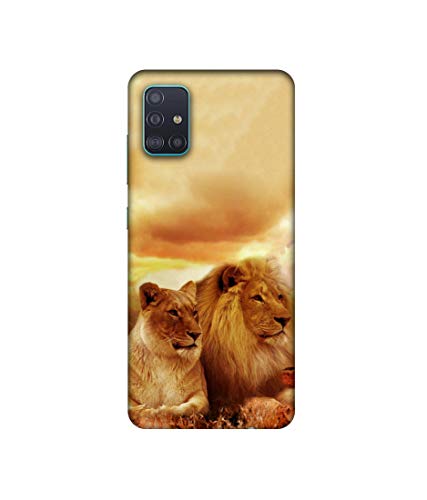 Image of Amazon Brand - Solimo Designer Lion with Lioness 3D Printed Hard Back Case Mobile Cover for Samsung Galaxy A51