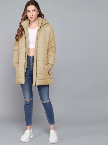 Image of KOTTY Women's Full Sleeve Zipper Fur Hooded Neck Puffer Jacket