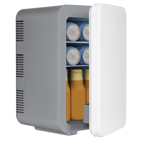ARTETHYS Mini Fridge for Bedrooms 10L Small Car Fridge Grey