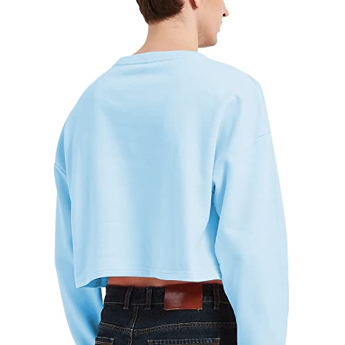 Men's Cropped Cut-Off Hoodie Solid Color Long Sleeves Drawstring Casual Sweatshirts Crop Tops3