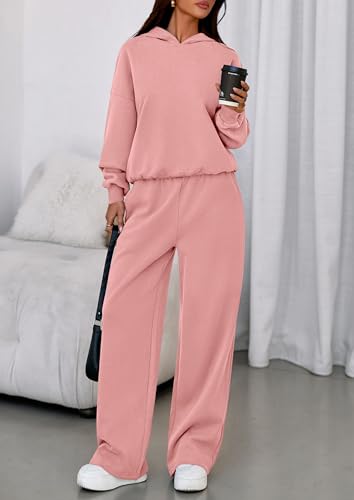 Image of PRETTYGARDEN Womens Sweatsuits 2 Piece Set 2026 Casual Winter Long Sleeve Hoodie Loose Wide Leg Sweatpants Fall Tracksuit