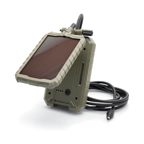 Stealth CAM Durable Sol-Pak Solar Battery Pack, 12V Solar Power Panel, Rechargeable Battery & 10ft Insulated Cable, Compatible with All Wireless/Cellular Trail Cameras - 3000 mAh by Stealth Cam - Used condition - US$45.95