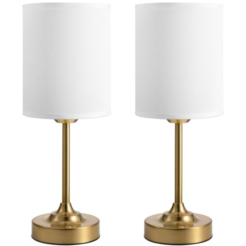 Image of Touch Control Cordlss Table Lamp, USB-C Rechargeable Lamp with Stepless Dimming, 4000mAh Battery Operated Vintage Bedside Lamp for Bedroom, Living Room, Night Light & Emergency Lighting, Brass, 2 Pack