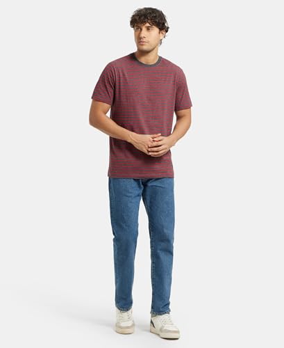 Image of Jockey 2715 Men's Super Combed Cotton Rich Striped Round Neck Half Sleeve T-Shirt