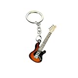 Chaveiro de guitarra chaveiro de metal hip hop instrumento musical chaveiro mochila acessórios chave de guitarra colorida (laranja)