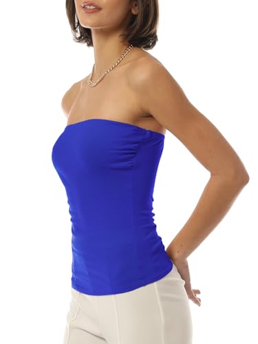 Image of MixMatchy Women's Stretchy Strapless Tube Top Y2K Bandeau Top