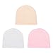 MK MATT KEELY 3 unidades de gorros de bebé recién nacidos, gorros de algodón para bebés de 0 a 3 meses Rosa Yellow + White + Pink Talla única