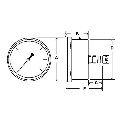 Manomètre de pression 2.5" cadran pour compresseur et pompe