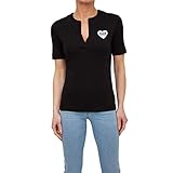 slim fit short-sleeved V-neck t-shirt with brand heart patch